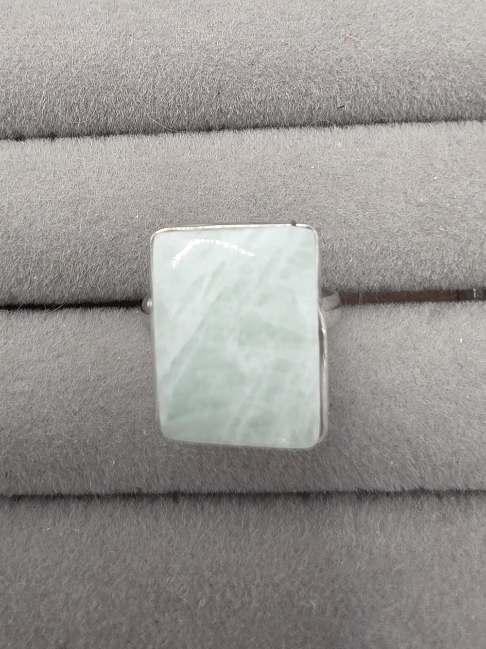 Silver Plated Rectangle Amazonite Stone Ring